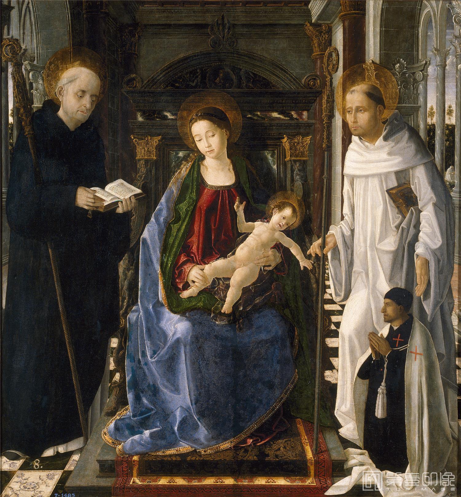 油画-西班牙普拉多美术馆油画藏画-San Leocadio, Paolo de-La Virgen del caballero de Montesa-2487